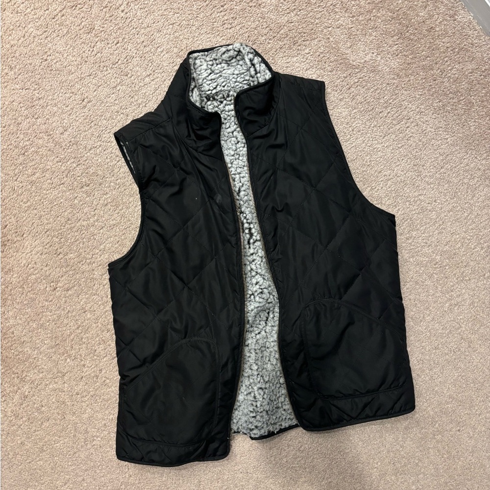 Reversible Quilted Vest with Sherpa Lining